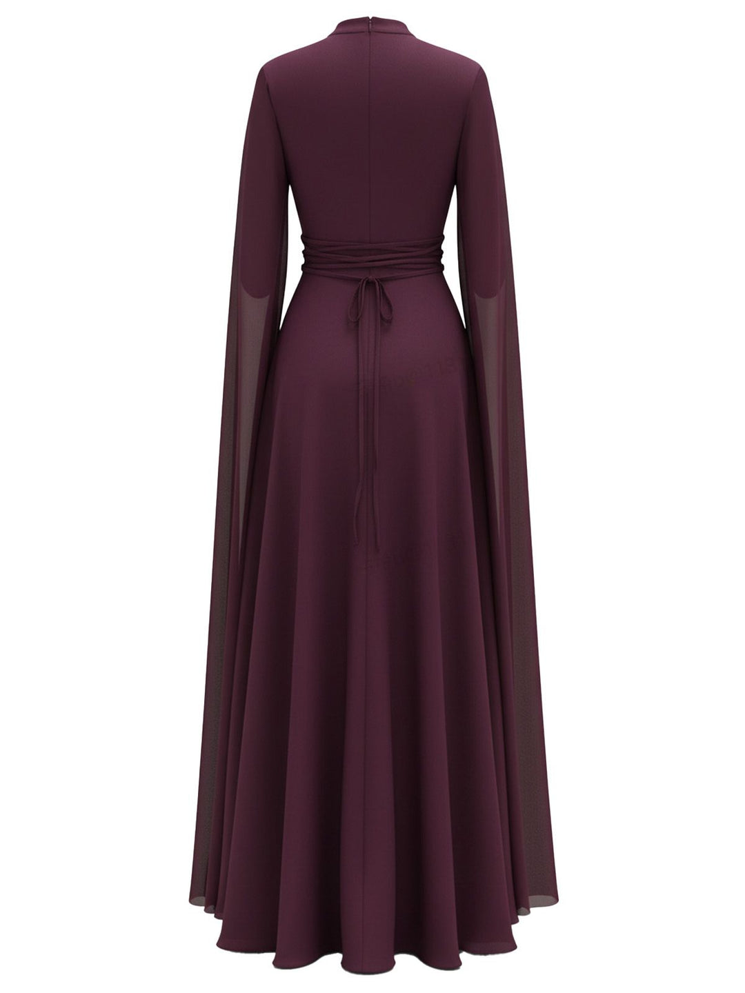 1980s Cape Sleeved Back Tie Maxi Dress - vintage dress, retro fashion