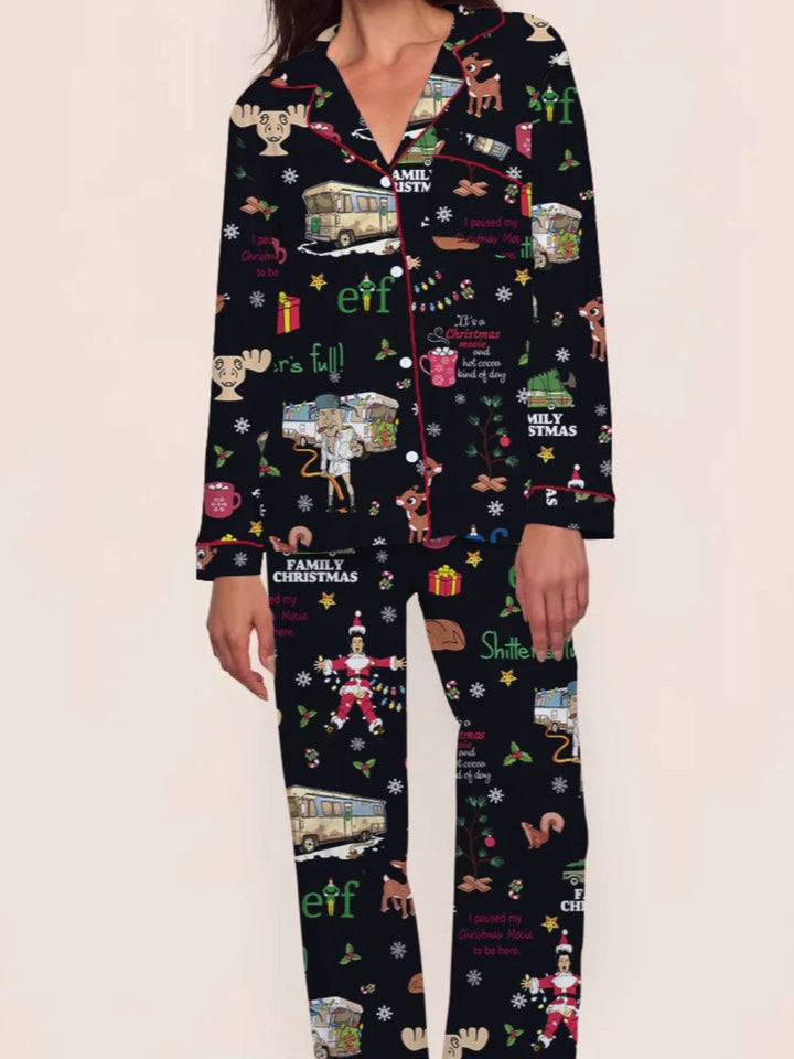 Christmas Print Pajama Set - vintage fashion, retro style