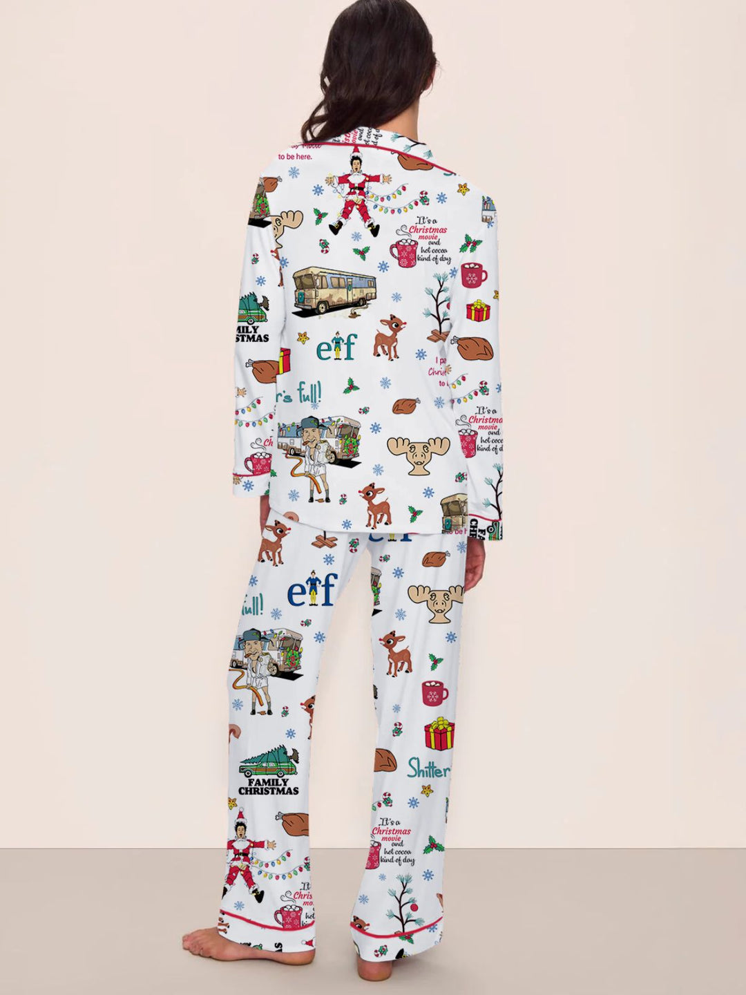 Christmas Print Pajama Set - vintage fashion, retro style