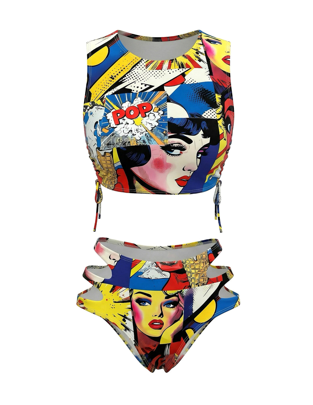 1980s Classic Pop Art Cutout Tankini Set - vintage fashion, retro style
