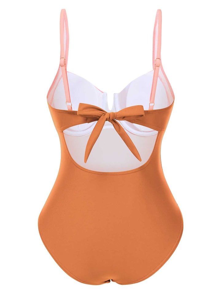 1980s Colorblock Strap High-Leg One-Piece Swimsuit: 1980s Riviera elegance, reimagined for her