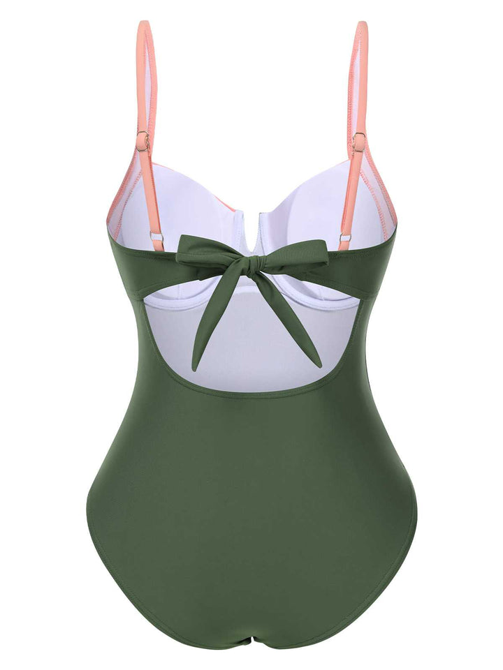 1980s Colorblock Strap High-Leg One-Piece Swimsuit — because 1980s glamour never goes out of style