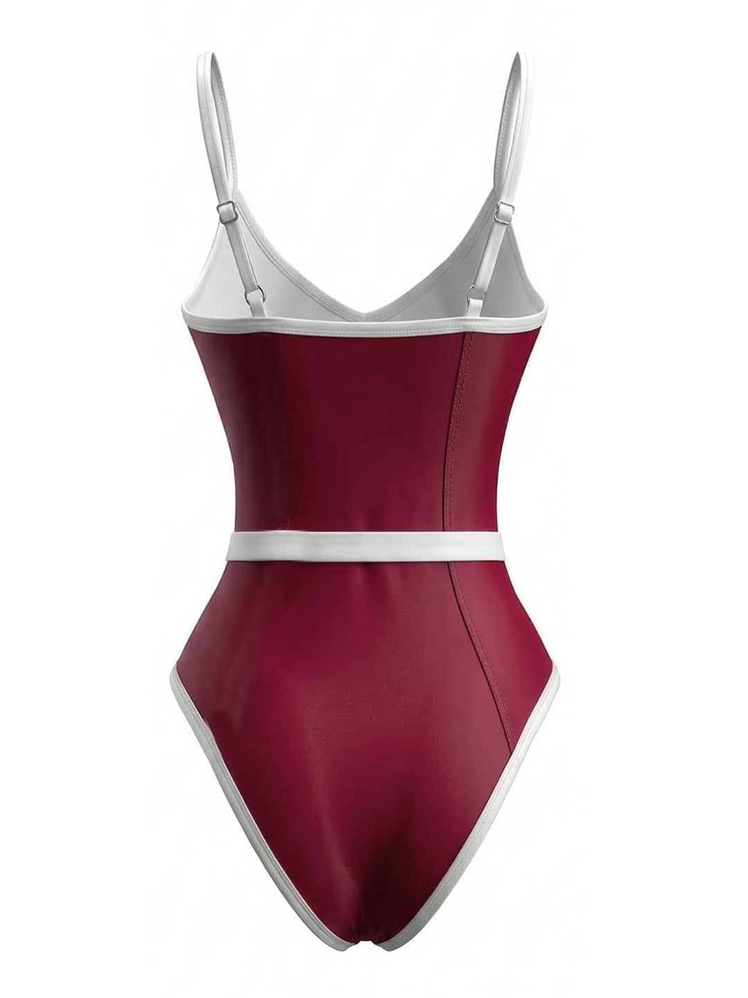 1980s Contrast Belted One-Piece Swimsuit | vintage swimwear, retro swimsuit, pin-up style - perfect for retro fashion enthusiasts
