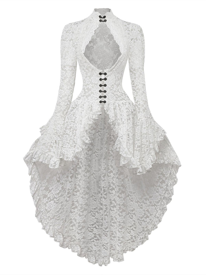 1980s Gigot Sleeve Victorian Lace Dress - vintage dress, retro fashion