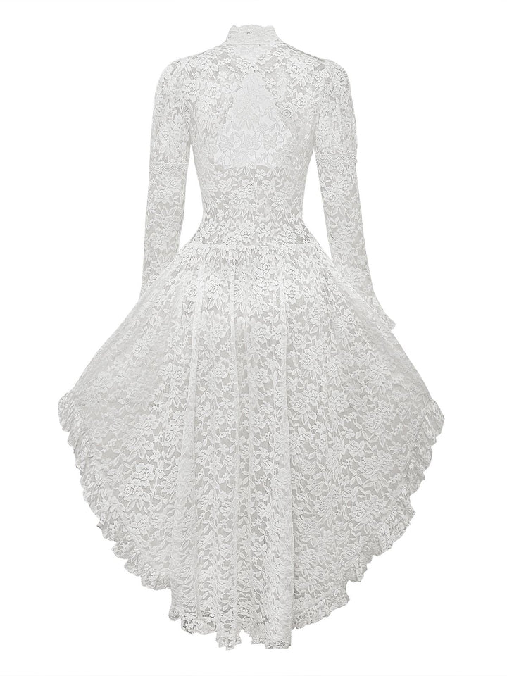 1980s Gigot Sleeve Victorian Lace Dress - vintage dress, retro fashion