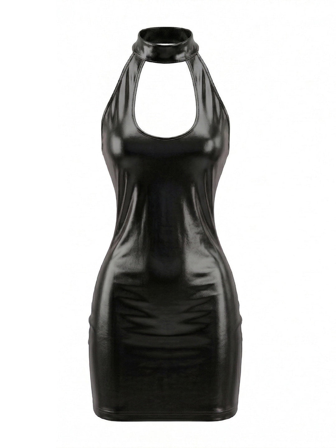 1980s Glossy Patent Leather Disco Dress - vintage dress, retro fashion for vintage lovers