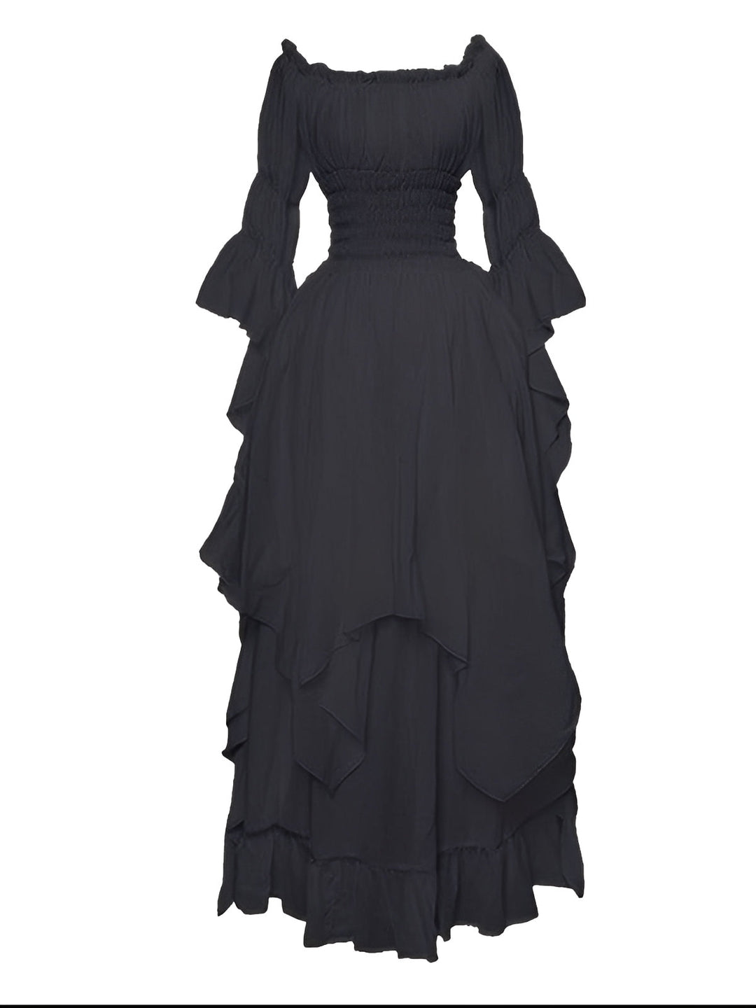 1980s Gothic Bell Sleeve Irregular Hem Dress - vintage dress, retro fashion