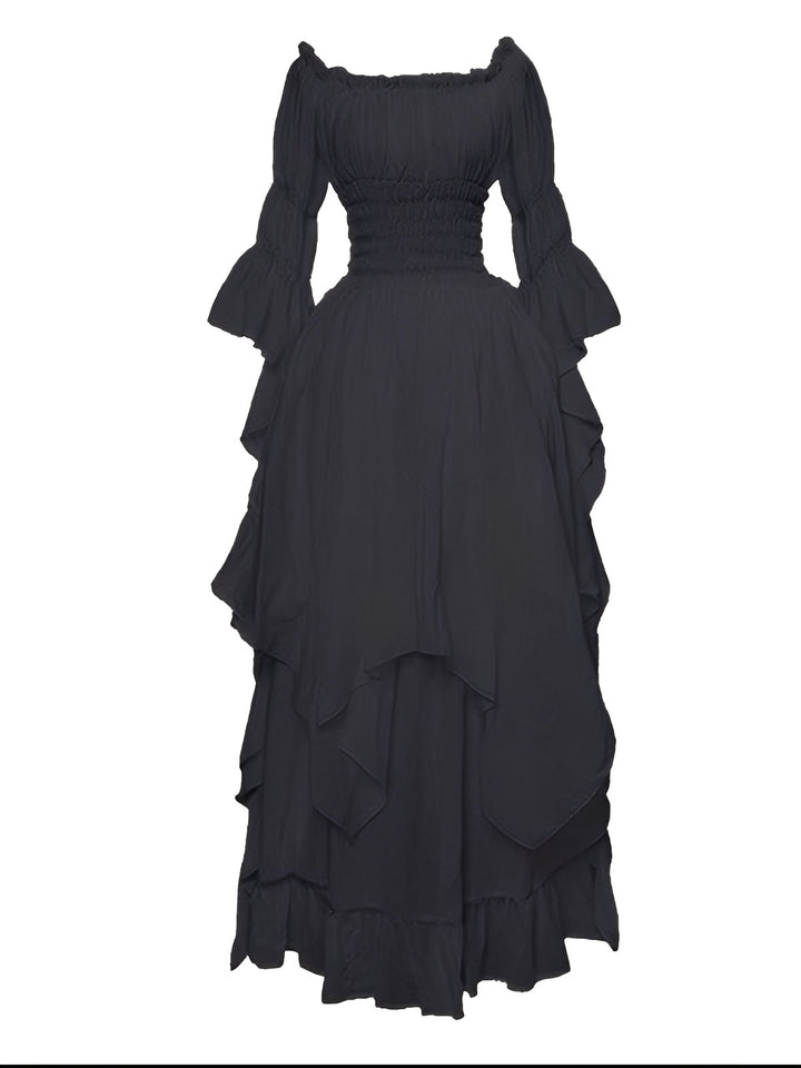 1980s Gothic Bell Sleeve Irregular Hem Dress - vintage dress, retro fashion