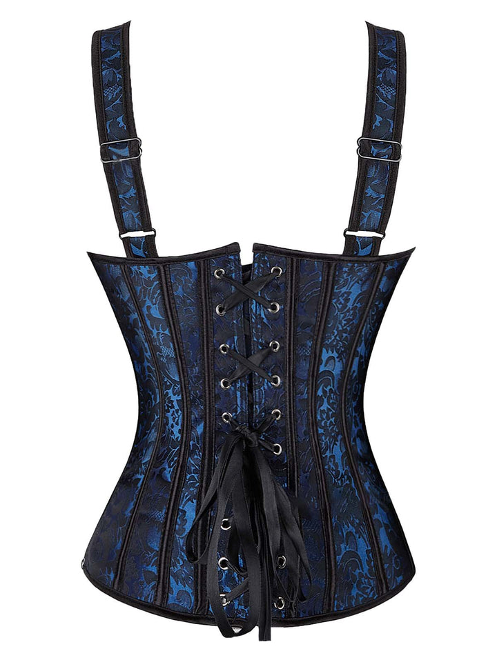 1980s Gothic Jacquard Sweetheart Neck Lace-Up Corset - vintage fashion, retro style