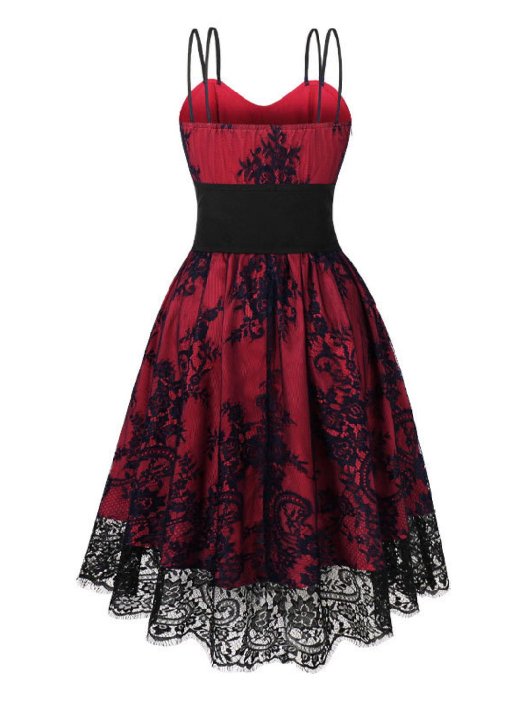 1980s Gothic Punk Eyelash Lace Waistband Dress: where 1980s romance meets her modern spirit