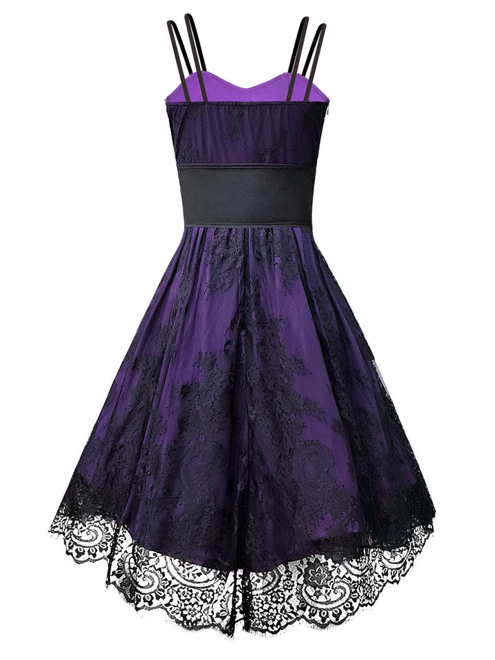 1980s Gothic Punk Eyelash Lace Waistband Dress, vintage dress, retro fashion, lace detail - perfect for women who love vintage and retro fashion