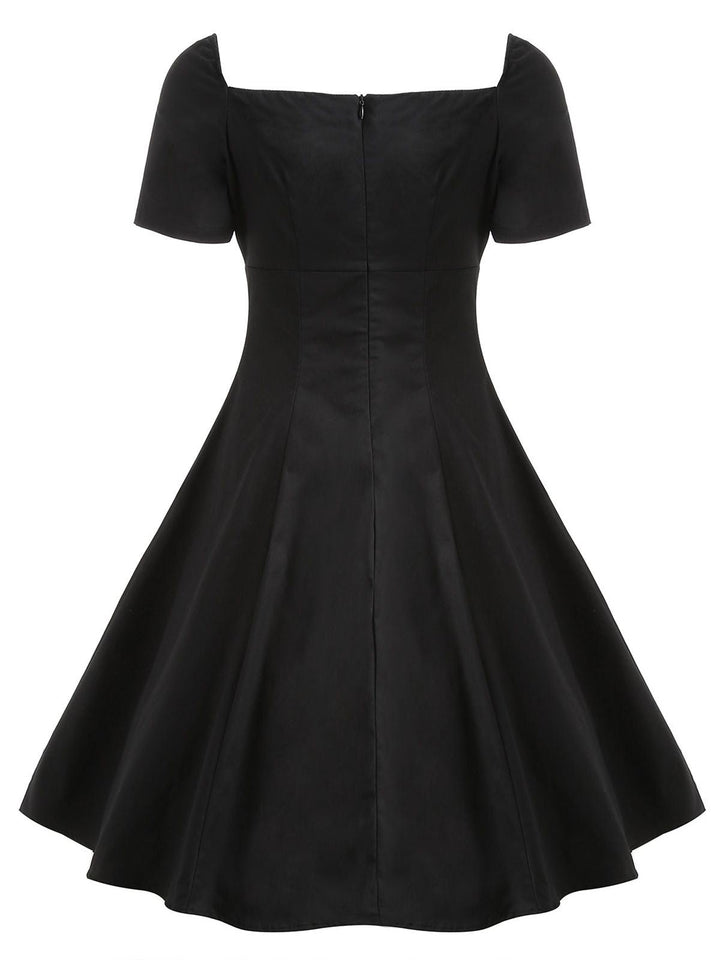 1980s Halloween Lace Patchwork Swing Dress — vintage elegance for the modern woman