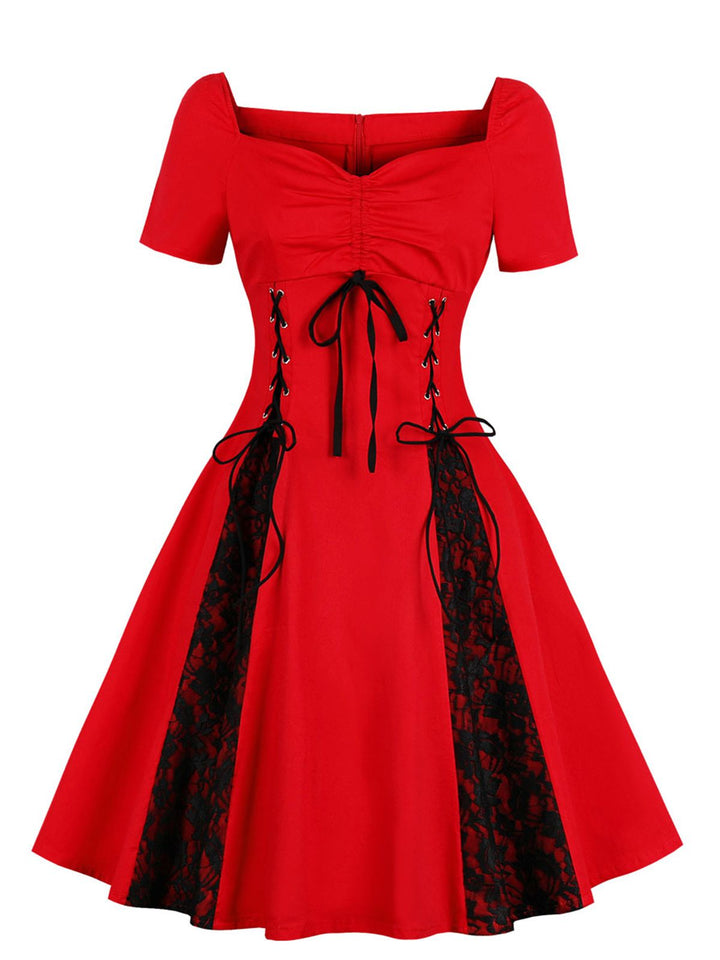 1980s Halloween Lace Patchwork Swing Dress: timeless style reimagined