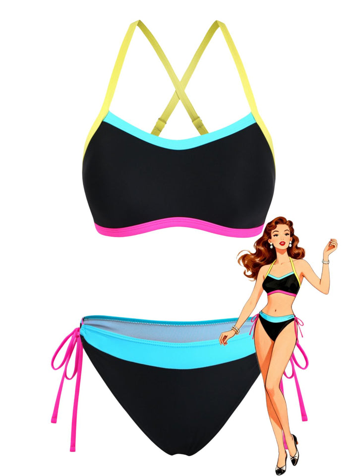 Black Patchwork Bikini Bikini Set