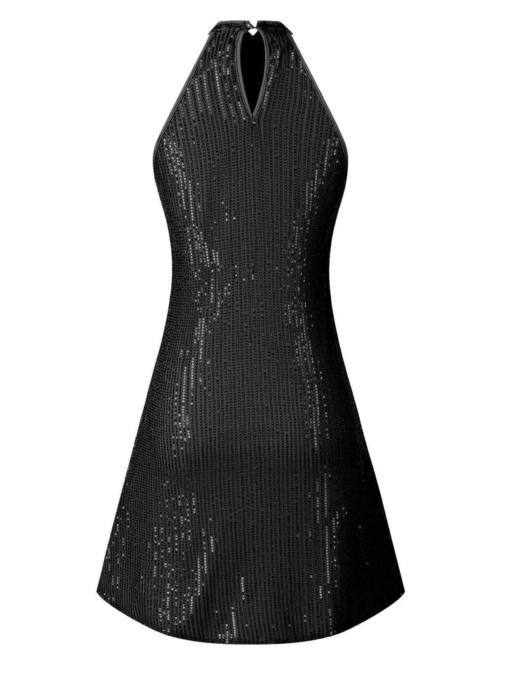 1980s Halter Off-Shoulder Sequined Dress: where 1980s romance meets her modern spirit