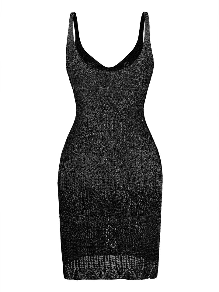 1980s Hollow U-Neck Side Slit Cover-Up: beautiful vintage fashion, retro style, classic elegance with timeless appeal