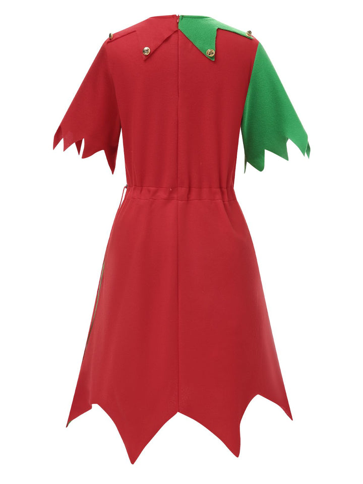 1980s Jagged Christmas Hem Elf Costume Dress Set - vintage dress, retro fashion