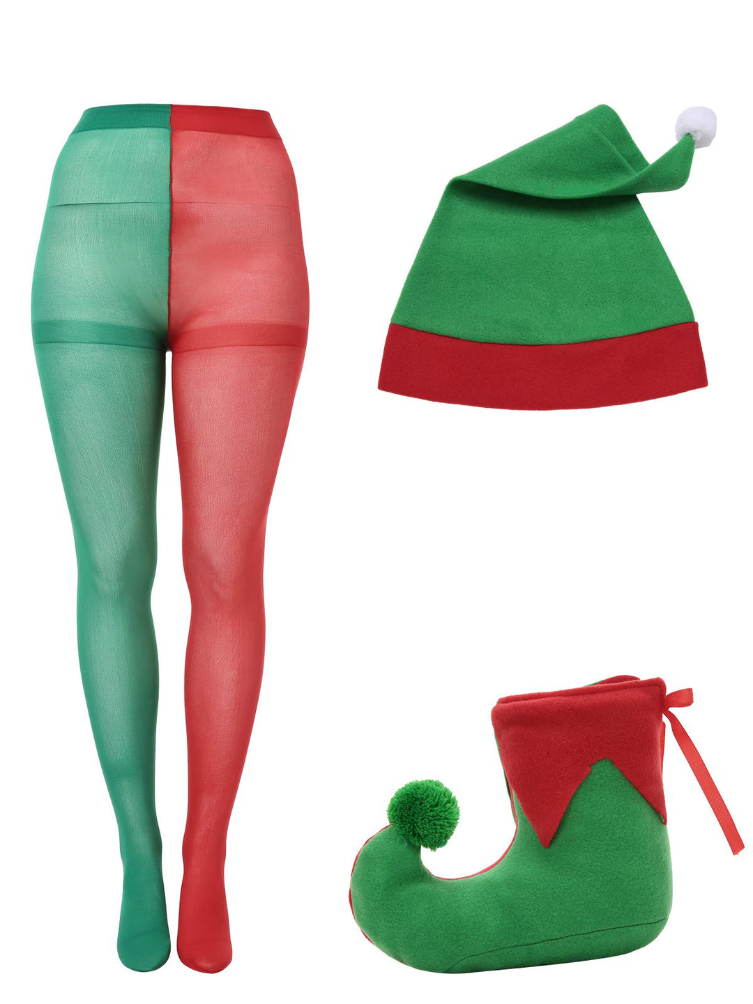 1980s Jagged Christmas Hem Elf Costume Dress Set - vintage dress, retro fashion