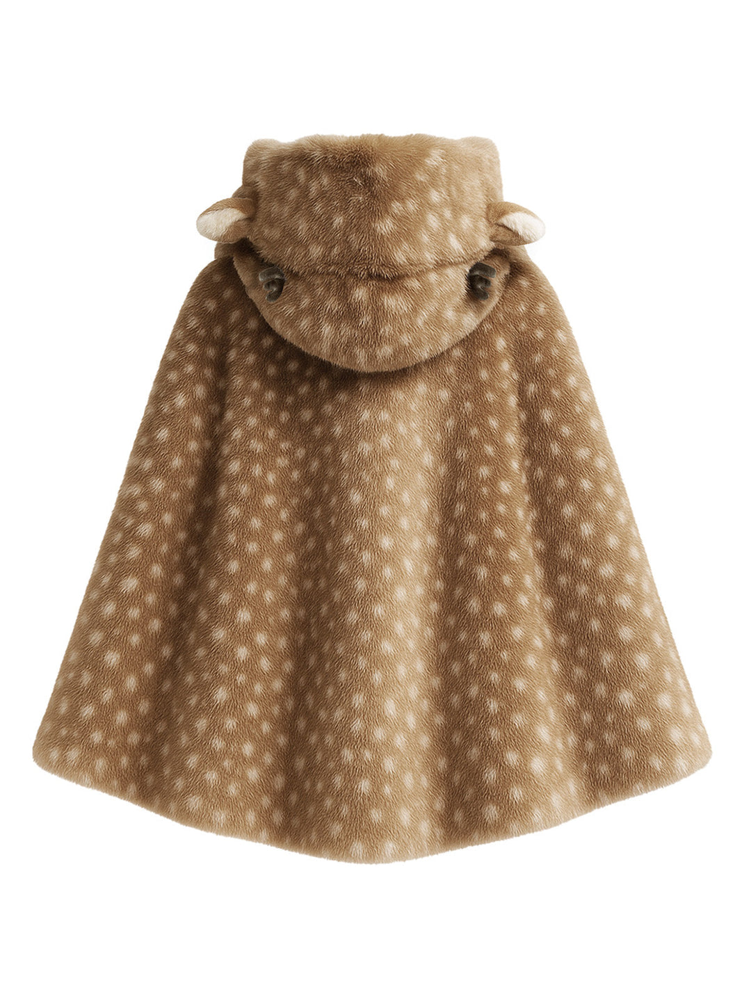 Khaki 1980s Deer Style Faux Fur Hooded Lace-Up Shawl - vintage fashion, retro style