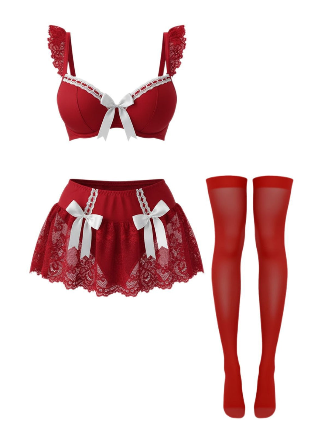 Lace Bow Maid Costume Loungewear Set - vintage fashion, retro style