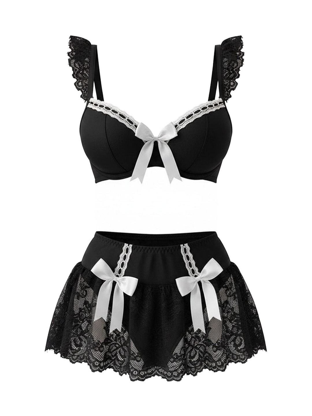 Lace Bow Maid Costume Loungewear Set - vintage fashion, retro style