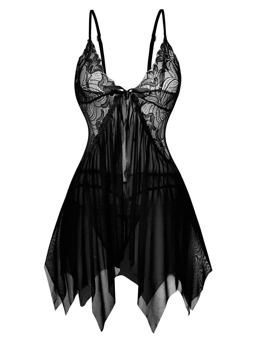 Lace Satin Ribbon Babydoll Lingerie Set - vintage fashion, retro style