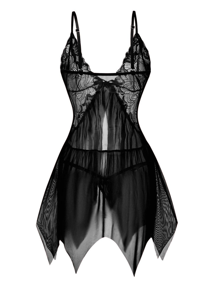 Lace Satin Ribbon Babydoll Lingerie Set - vintage fashion, retro style