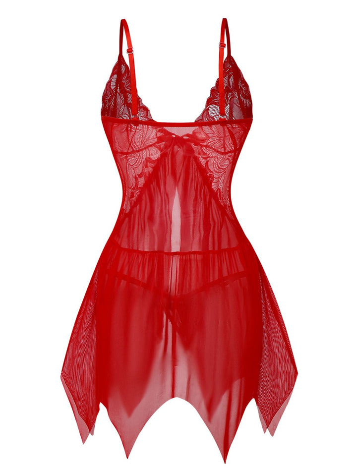 Lace Satin Ribbon Babydoll Lingerie Set - vintage fashion, retro style
