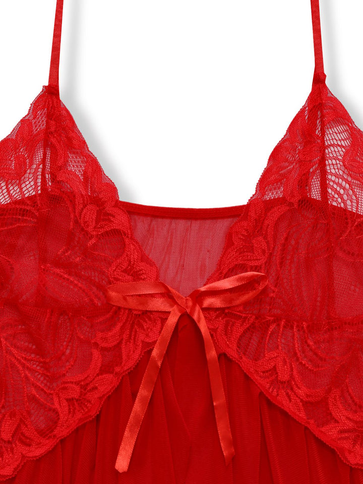 Lace Satin Ribbon Babydoll Lingerie Set - vintage fashion, retro style