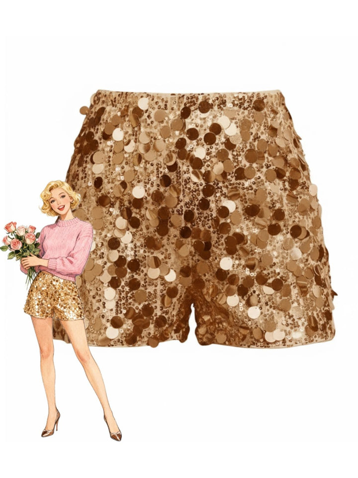 1980s Metallic Sequined Disco Shorts - vintage fashion, retro style