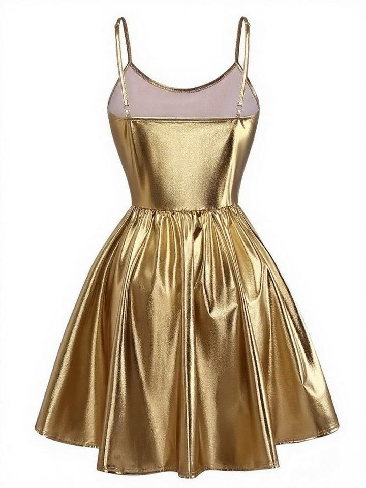 1980s Metallic Spaghetti Strap Party Dress - vintage dress, retro fashion