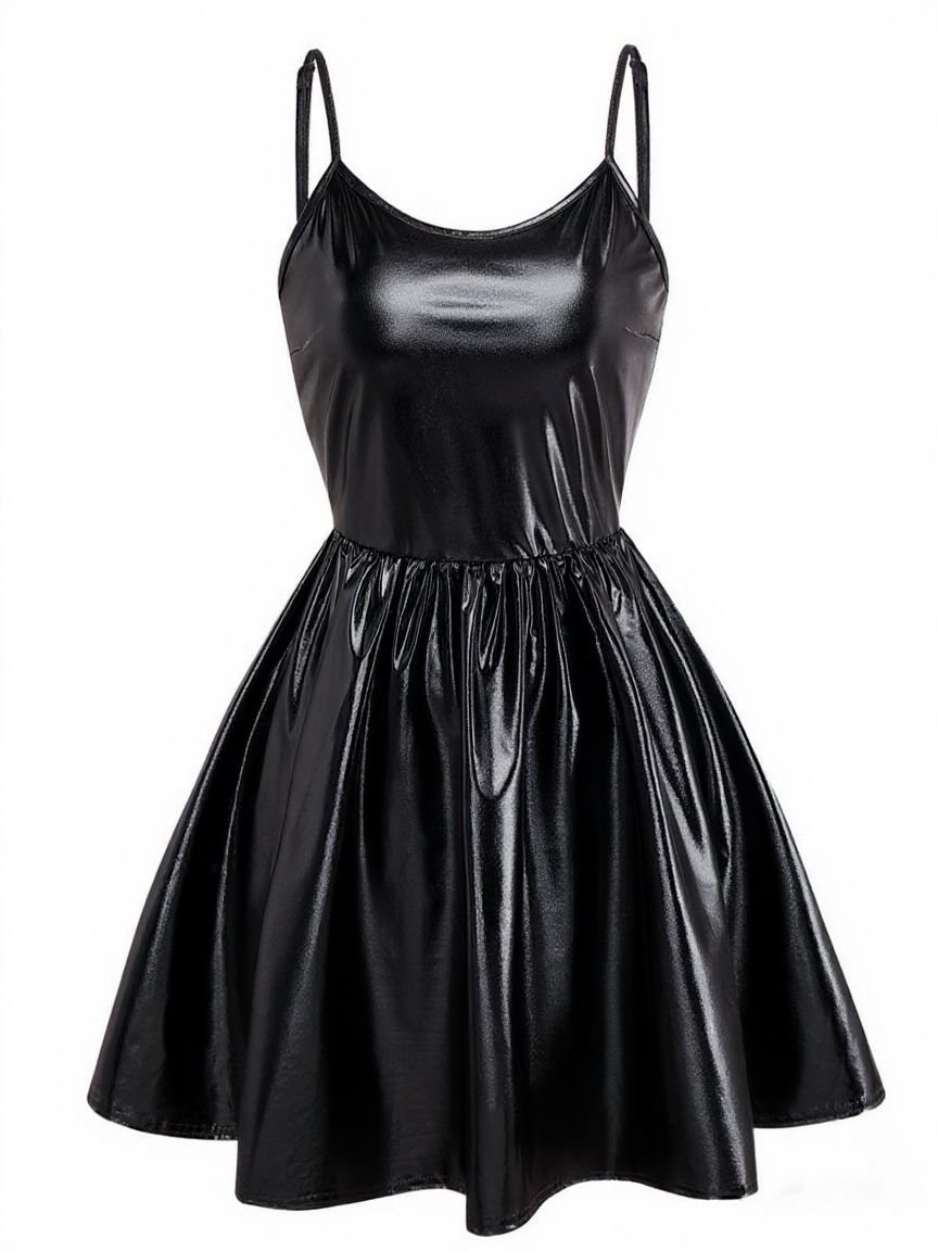 1980s Metallic Spaghetti Strap Party Dress - vintage dress, retro fashion
