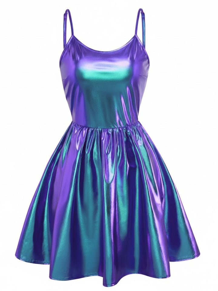 1980s Metallic Spaghetti Strap Party Dress - vintage dress, retro fashion