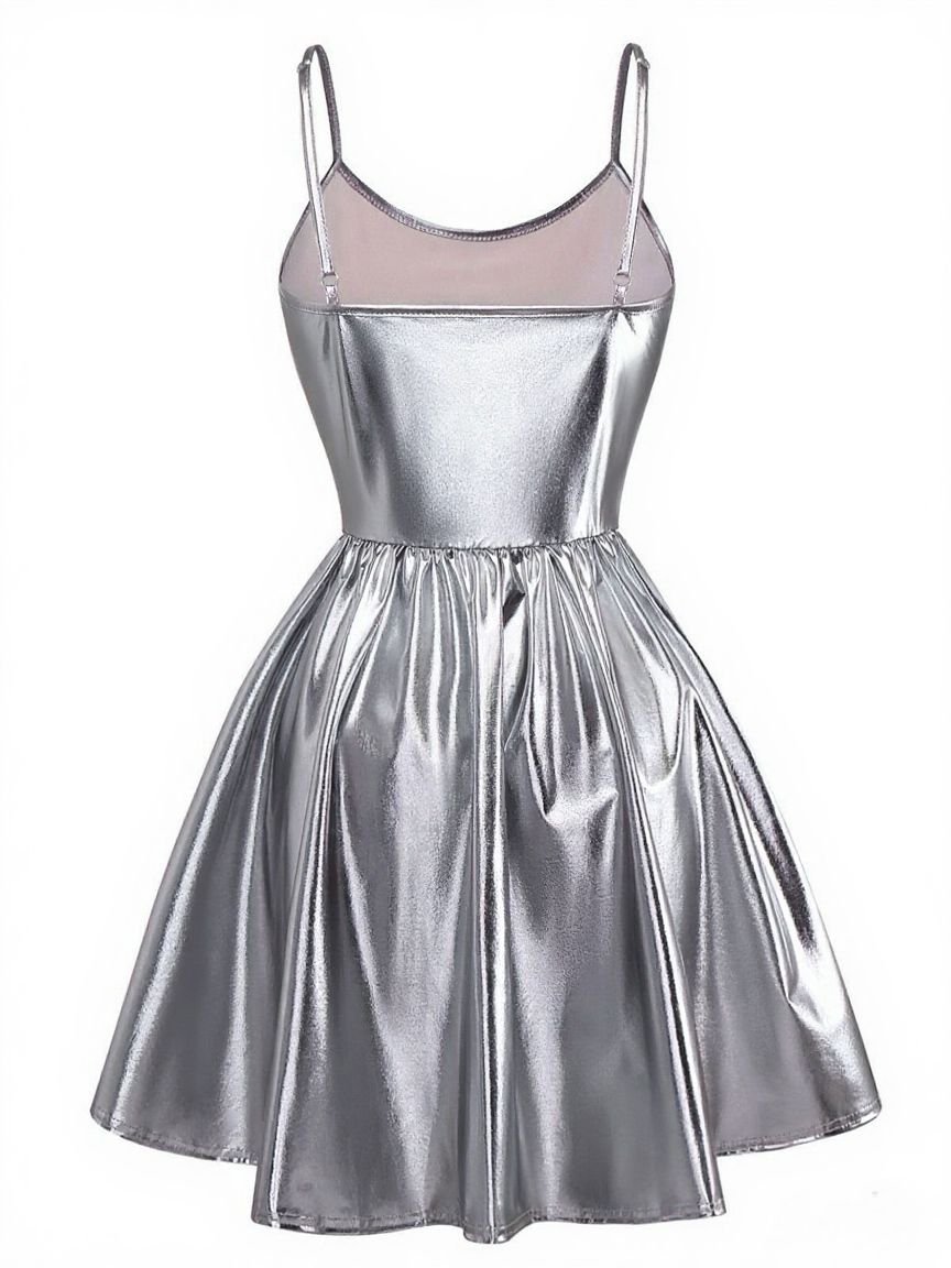 1980s Metallic Spaghetti Strap Party Dress - vintage dress, retro fashion