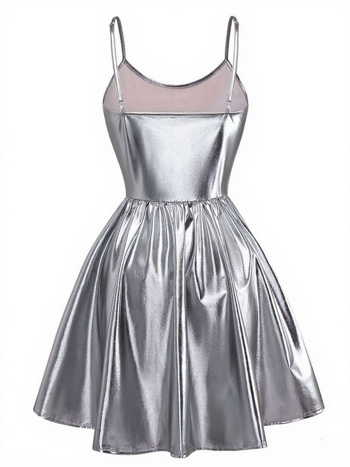 1980s Metallic Spaghetti Strap Party Dress - vintage dress, retro fashion