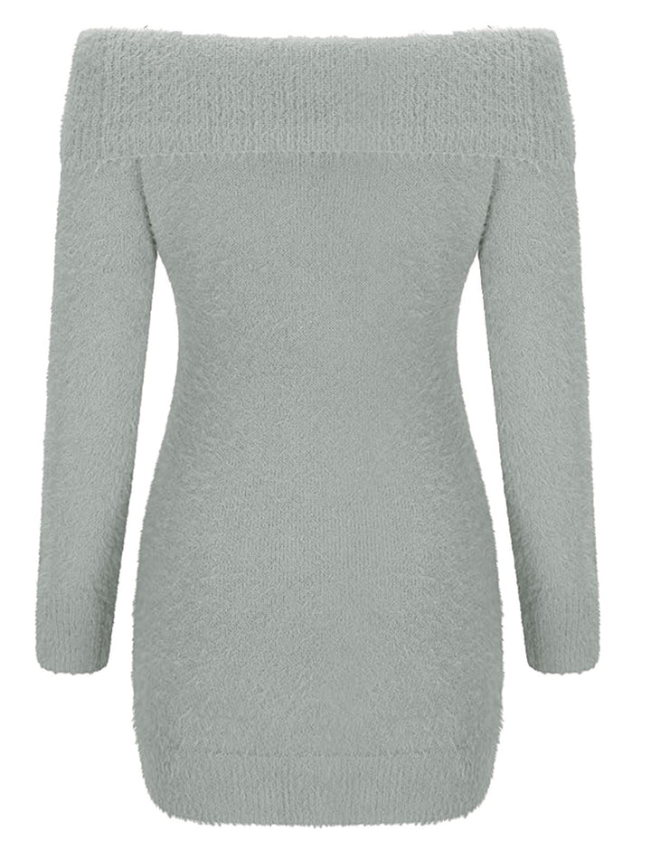 1980s Off-Shoulder Mohair Long Sleeves Dress - vintage dress, retro fashion