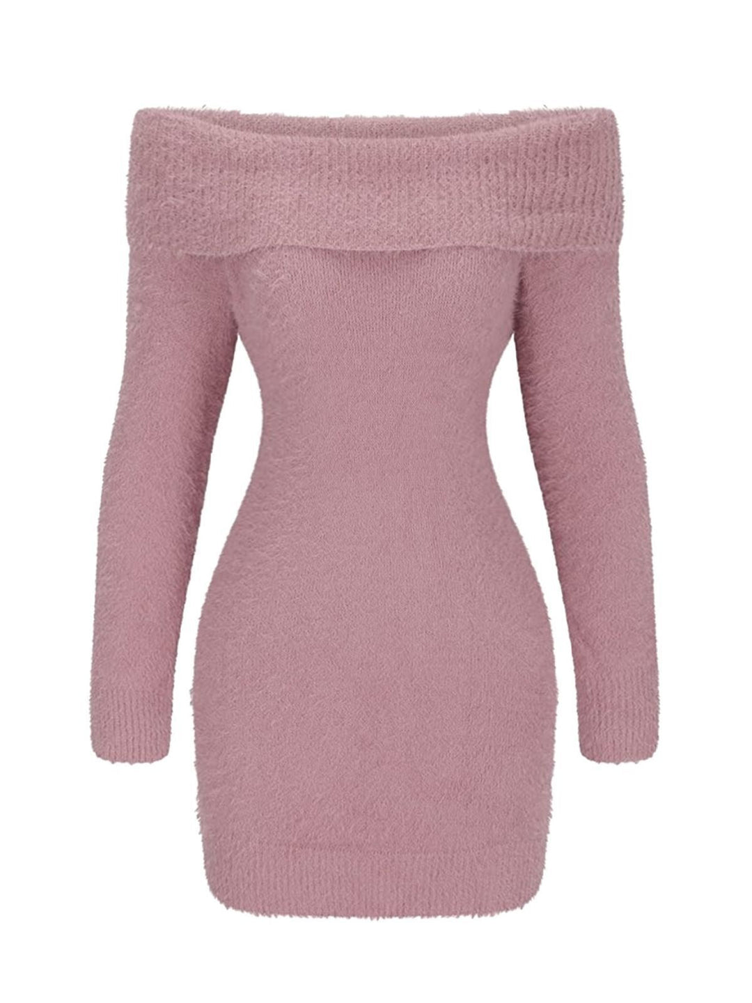1980s Off-Shoulder Mohair Long Sleeves Dress - vintage dress, retro fashion