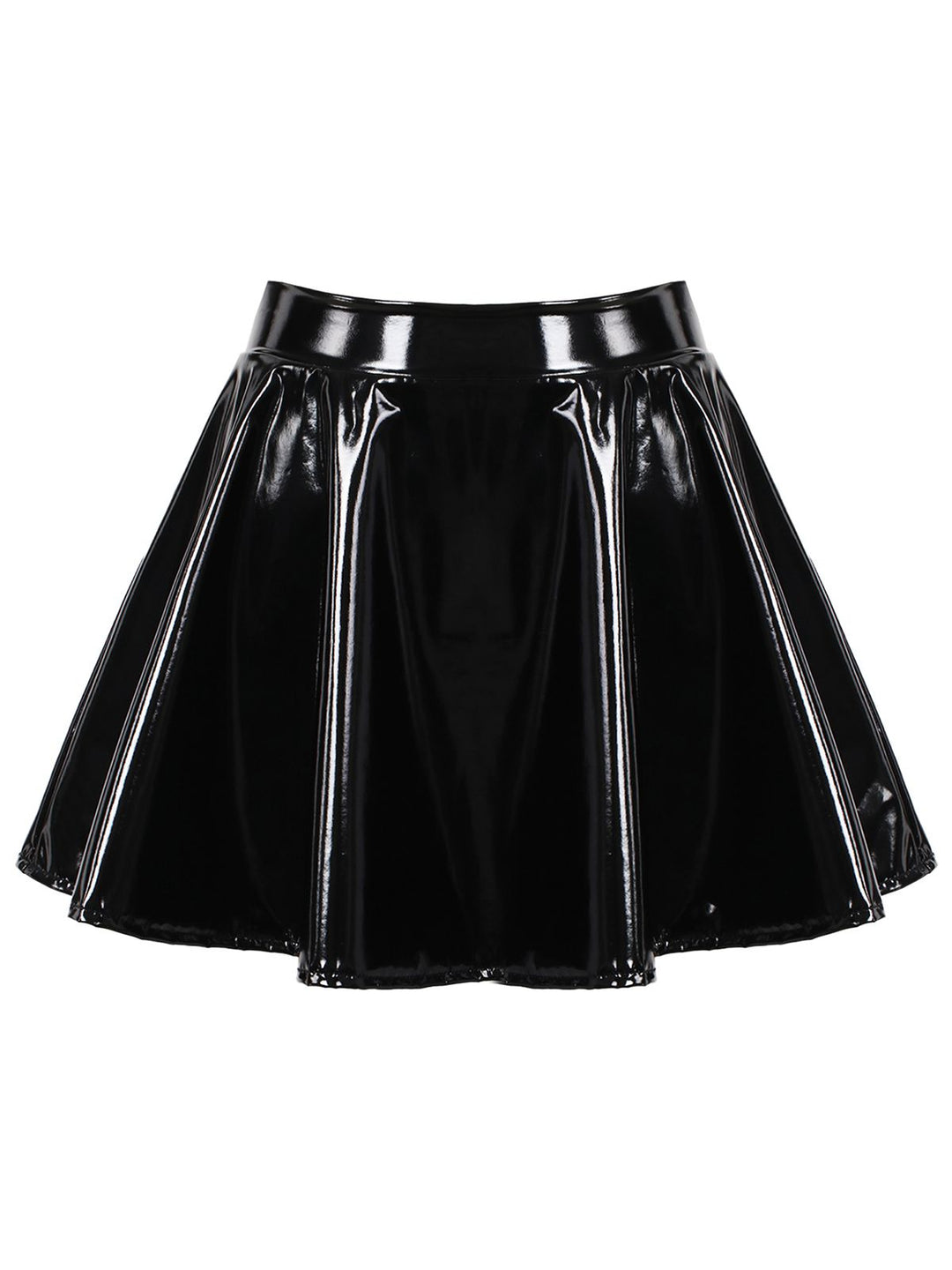 She sways in this 1980s Patent Leather Pleated Mini Skirt and it&