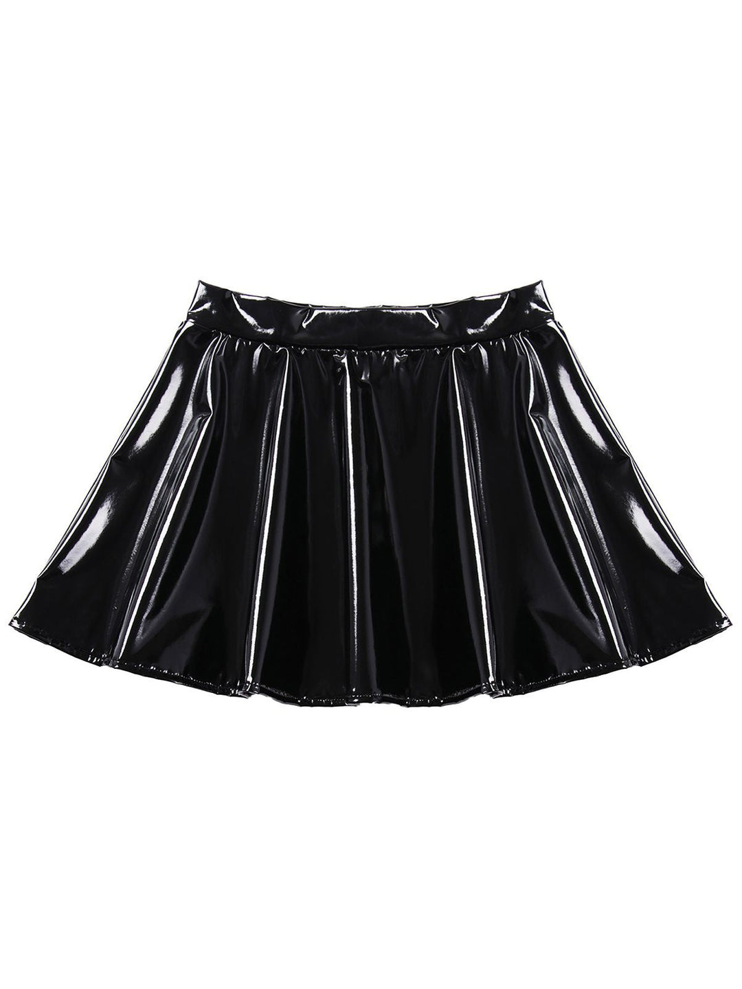 This 1980s Patent Leather Pleated Mini Skirt spins 1980s stories with every step