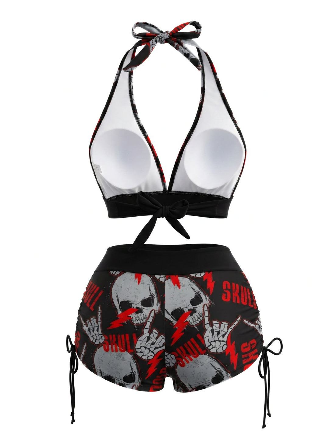 Punk Halter Rock Skull Bikini Set - vintage swimsuit, swimwear for vintage lovers