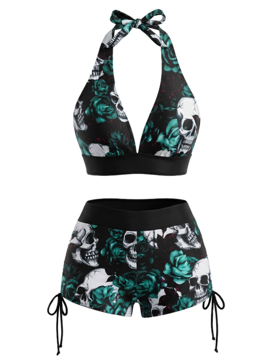 Punk Halter Rock Skull Bikini Set - vintage swimsuit, swimwear for vintage lovers
