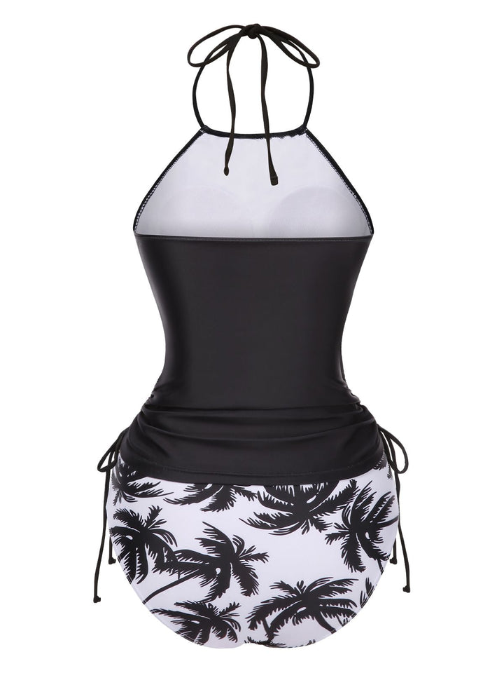 1980s Punk Halter Skeleton Beach Print Bikini Set - vintage fashion, retro style