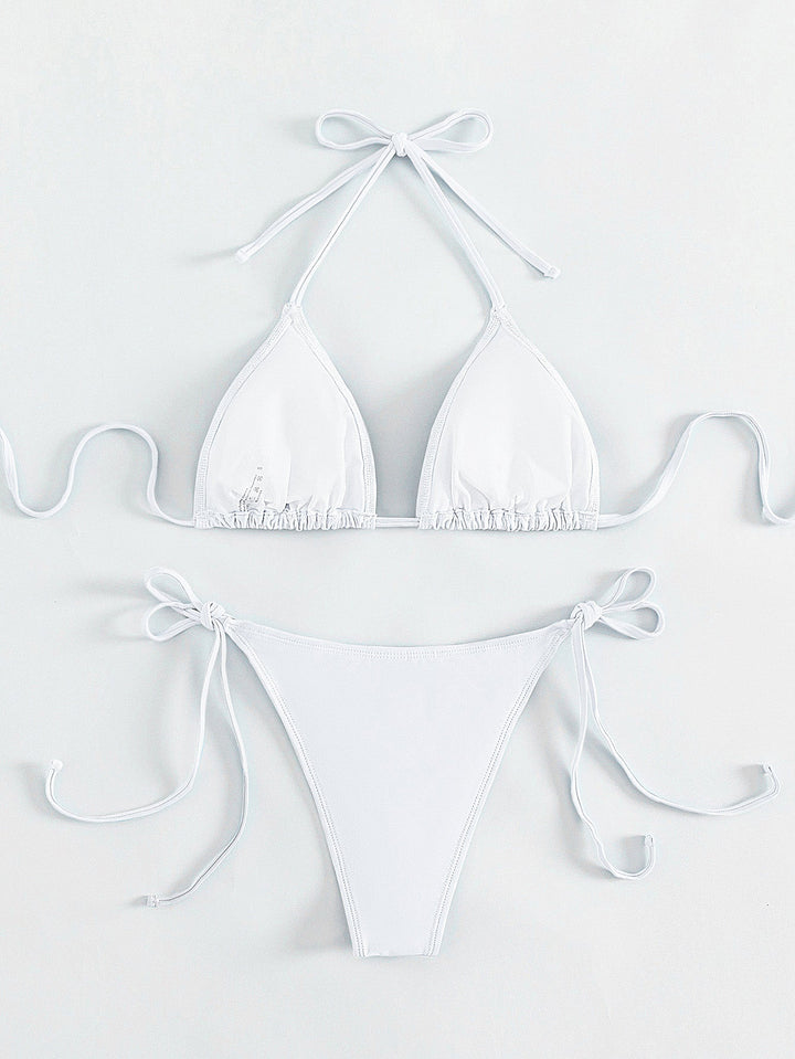 Rhinestone Halter Triangle Bikini Set, vintage swimsuit, swimwear - perfect for women who love vintage and retro fashion
