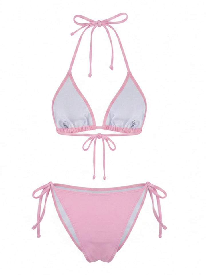 Rhinestone Halter Triangle Bikini Set, vintage swimsuit, swimwear - perfect for women who love vintage and retro fashion