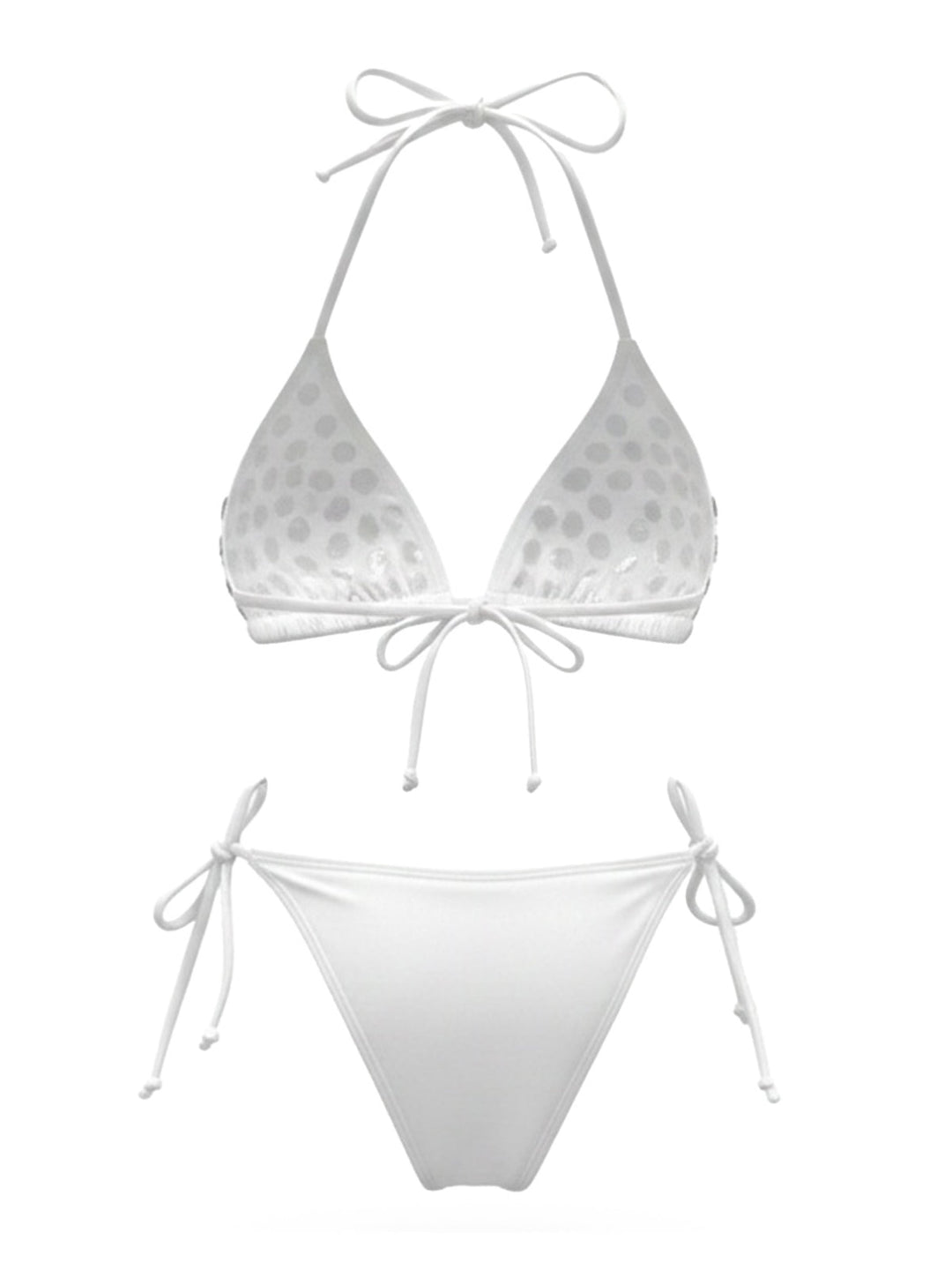 Rhinestone Halter Triangle Bikini Set, vintage swimsuit, swimwear - perfect for women who love vintage and retro fashion