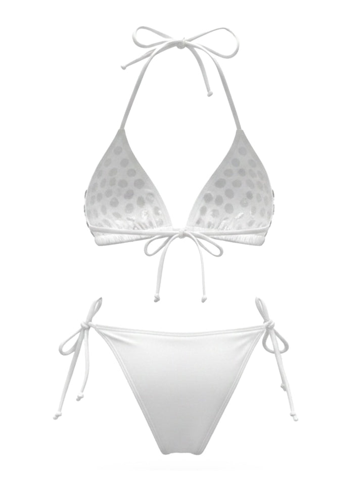 Rhinestone Halter Triangle Bikini Set, vintage swimsuit, swimwear - perfect for women who love vintage and retro fashion