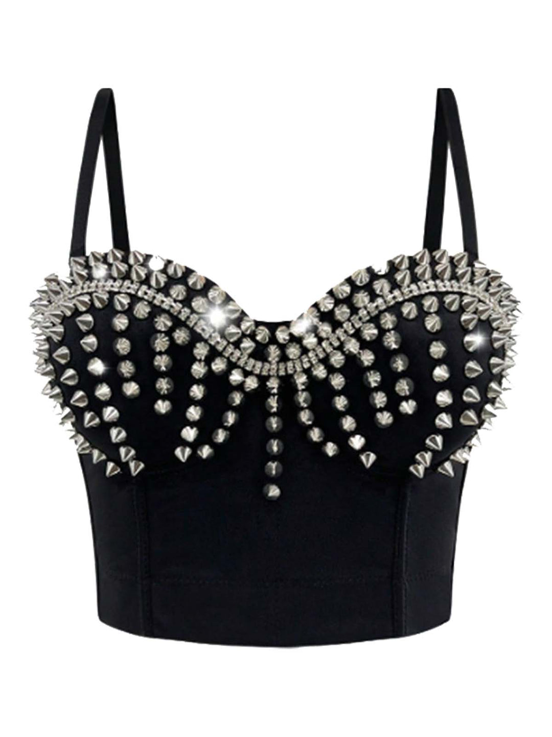 1980s Satin Punk Rock Metallic Rivet Corset - vintage fashion, retro style