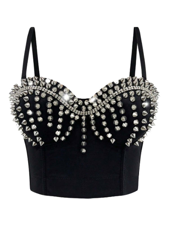 1980s Satin Punk Rock Metallic Rivet Corset - vintage fashion, retro style