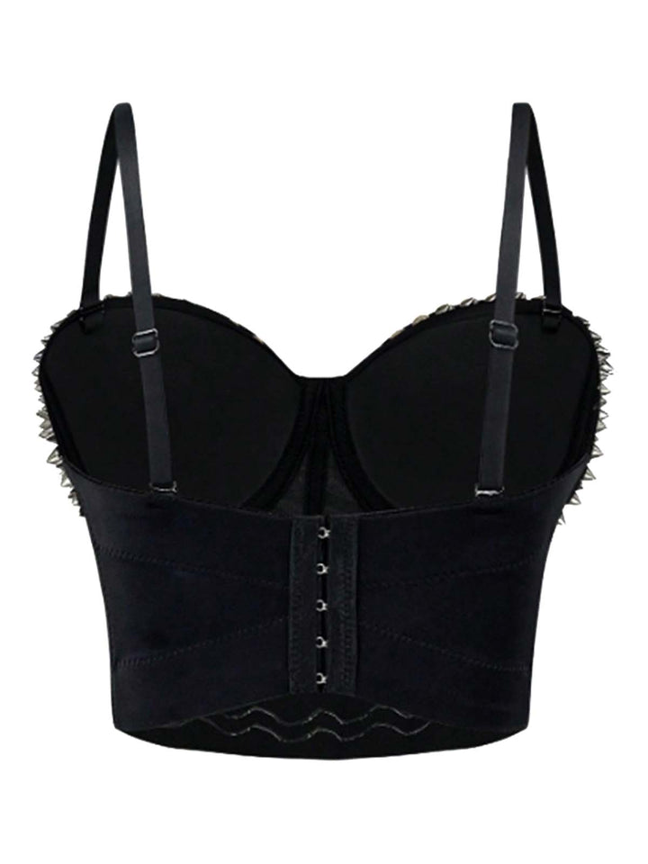 1980s Satin Punk Rock Metallic Rivet Corset - vintage fashion, retro style