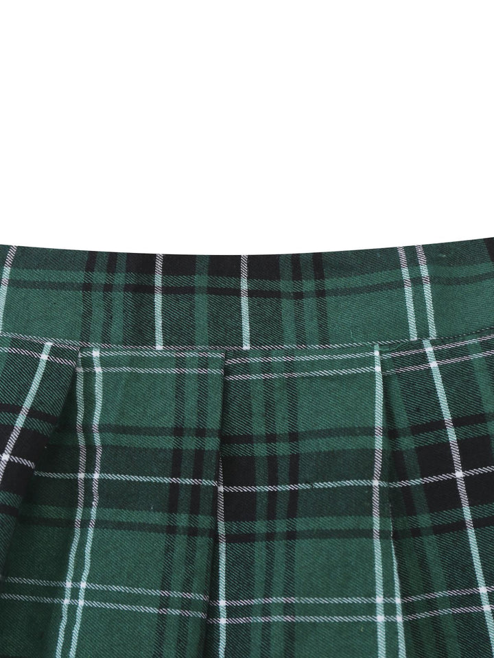 Sexy Lace-Up Plaid Pajama Set - vintage fashion, retro style